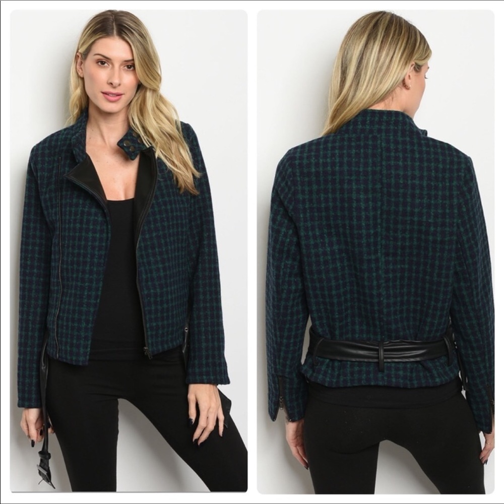 Navy Checkered Jacket